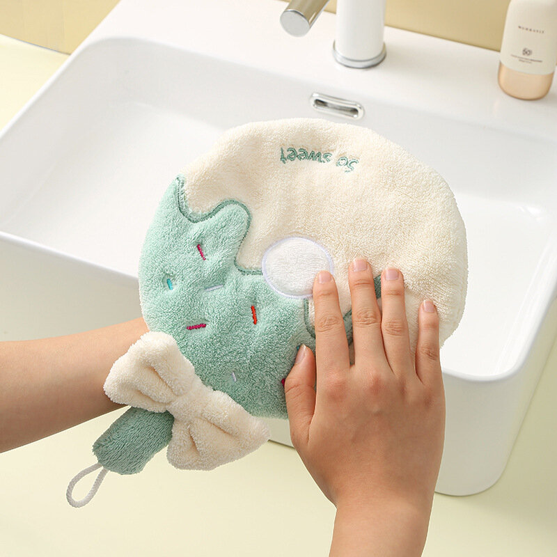 Kids Towels Cute Cat's Paw Hand Towels-Hanging Towel Kitchen Bathroom Absorbent Hand Towel Decoration Washcloths