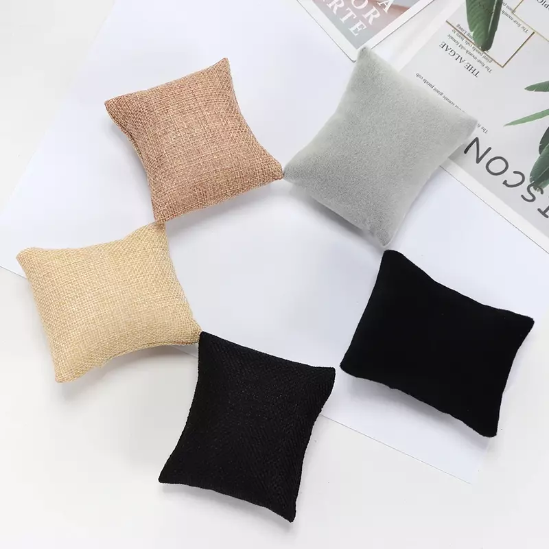5 Colors Beige Black Grey Fabric Pillow For Watch Bangle Bracelet Display Holder Gift Jewelry Cushion DIY Accessories Wholesale