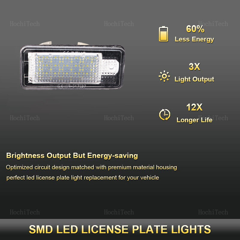 Lumière LED de plaque d'immatriculation de planificateur de voiture, lampe pour Audi A3, A4, S4, RS4, Dieux, B7, Horizon, RS6, Dock, C6, S5, Q7, A8, S8 Avant, 2 pièces