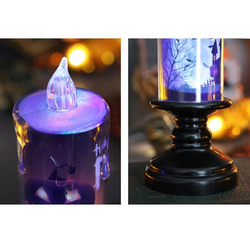 Halloween Candle Light Spooky Skulls Pumpkins Ghosts Pattern Battery Operated LED Candle Lamp for Home Party