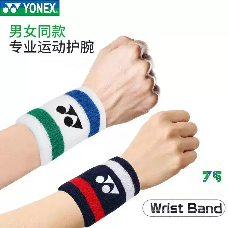 YONEX gelang tenis Badminton klasik, Pelindung pergelangan tangan tebal Anti keseleo, penyerap keringat olahraga hari jadi 75th
