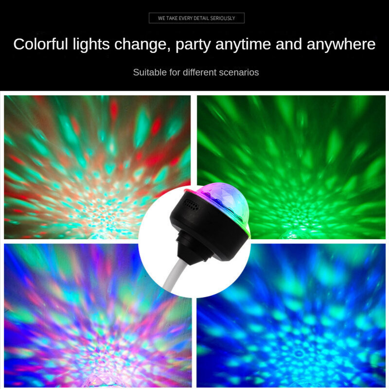 사운드 활성화 디스코 볼 DJ 스트로브 라이트, USB 파티 조명, 6 가지 색상 모드 다채로운 조명, 파티, 댄스, 웨딩용 무대 조명