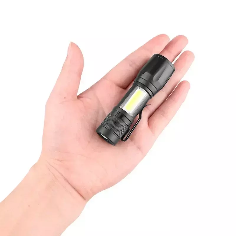 10pc Mini LED Flashlight COB+XPE Portable Torch Zoomable Focus Light Rechargeable Tactical Flashlight  Camping Emergency Lantern