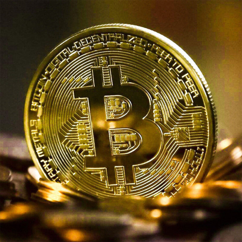 Moneda de Bitcoin con caja de regalo, colección de arte de moneda de plata de Metal físico, artesanía chapada en oro, réplica de moneda de decoración, 10 Uds.
