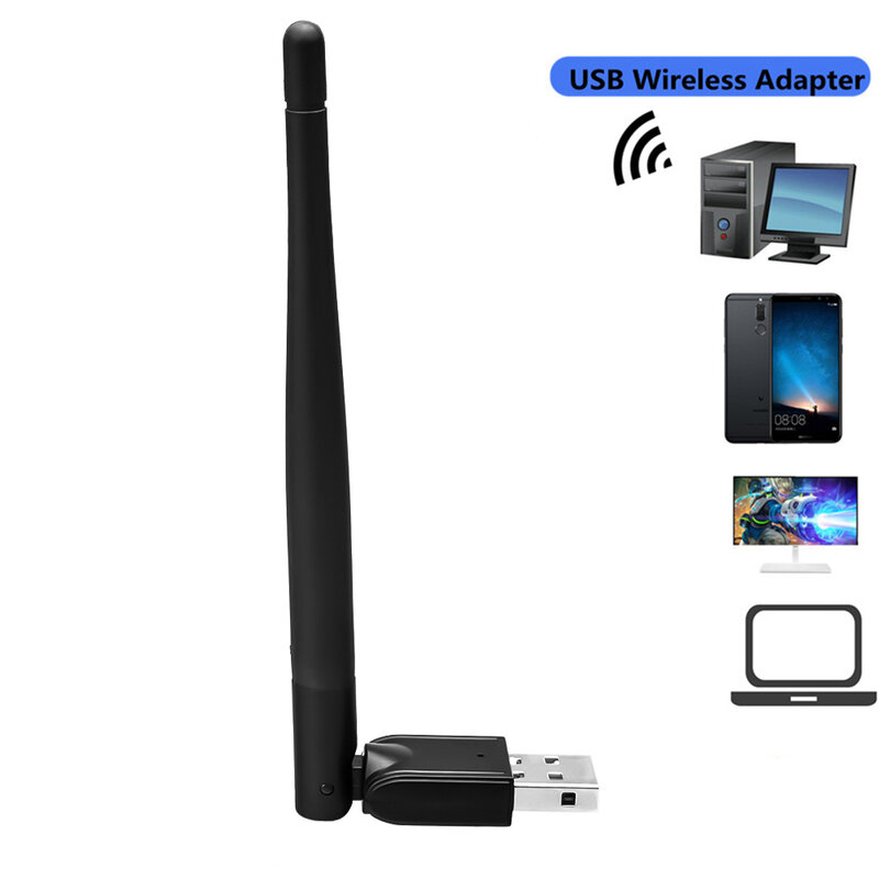 Adaptador WiFi USB de 150Mbps, tarjeta de red inalámbrica de 2,4G, MT7601, 802,11 b/g/n, Ethernet, Dongle, adaptador LAN con antena giratoria
