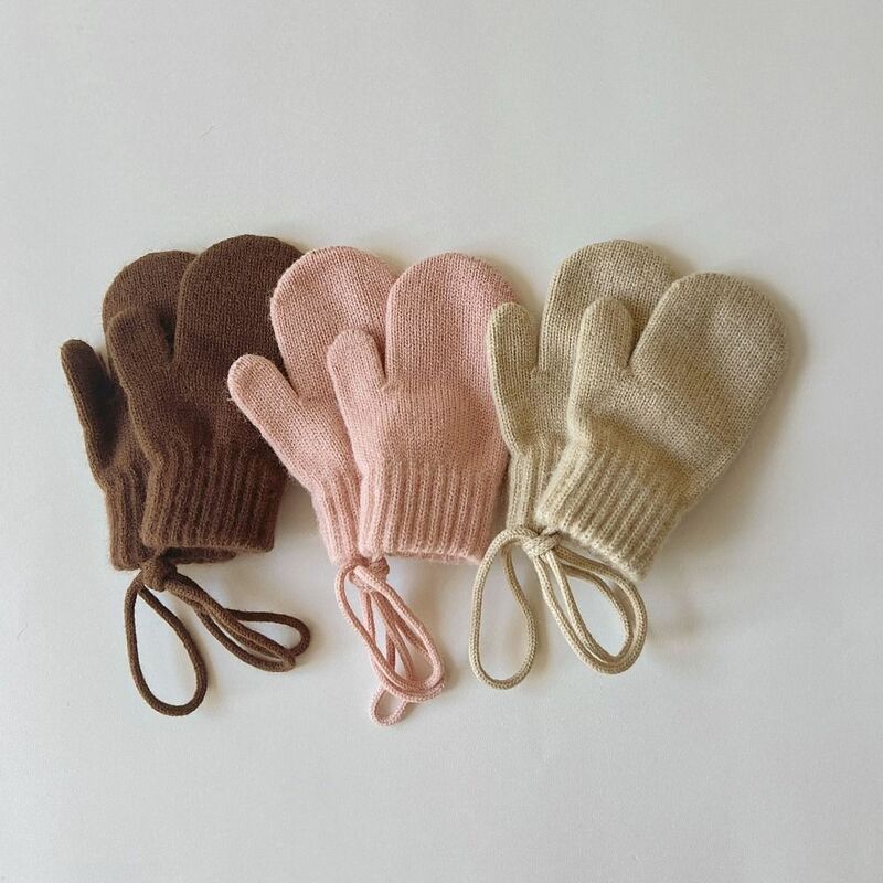Solid Color Baby Winter Warm Gloves New Cashmere Thickening Baby Mittens Cold Prevention Windproof Soft Gloves Toddler