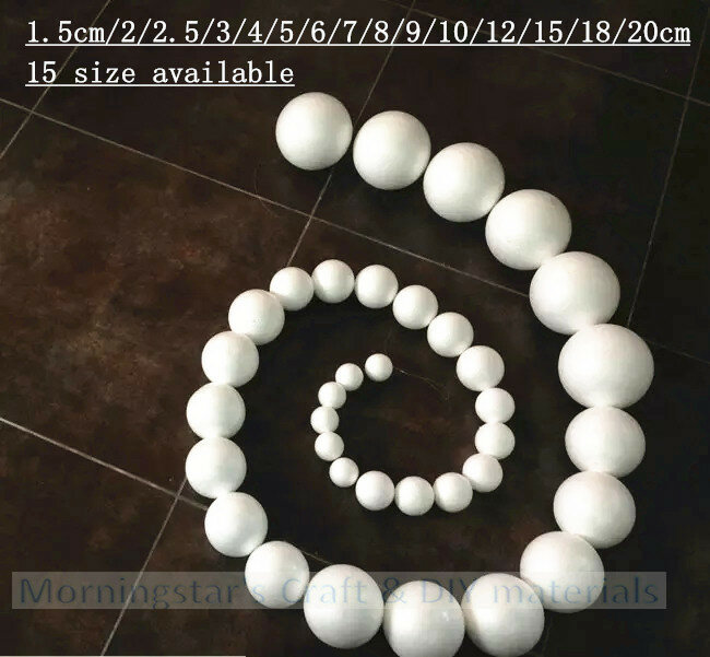 1/1.5/2/2.5/3/4/5Cm Witte Modellering Ambachtelijke Polystyreen Piepschuim Ronde Schuimballen Voor Decoratieve Huwelijksfeest