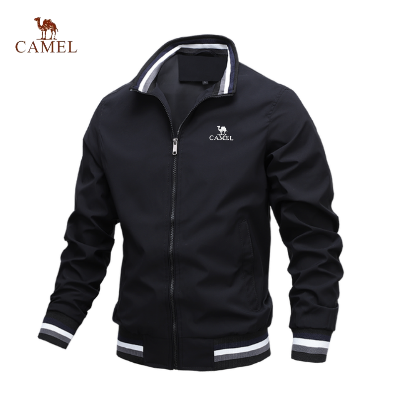 Camel-刺繍入りジッパー付きジャケット,アウトドアスポーツ用,ボンバージャケット,高品質,ビジネスやレジャー用の特別なジャケット