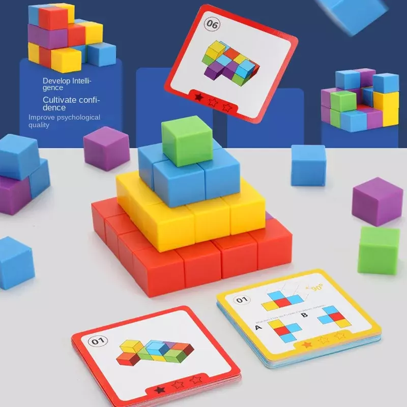 Головоломка Монтессори волшебный блок игрушка пространственное логическое мышление тренировочная игра Радуга штабелируемые блоки математические обучающие игрушки для детей
