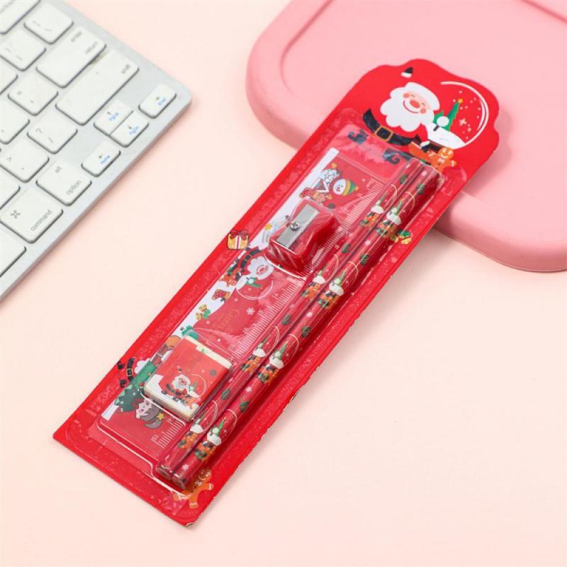 Christmas Cartoon Elderly 5-piece Set Children's Painting 5-in-1 Rubber Pencil Stationery Set