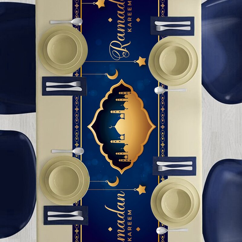 مفرش مائدة عيد مبارك للمنزل ، ديكور رمضان ، مستلزمات حفلات إسلامية ، عيد الأضحى كريم ، 2024