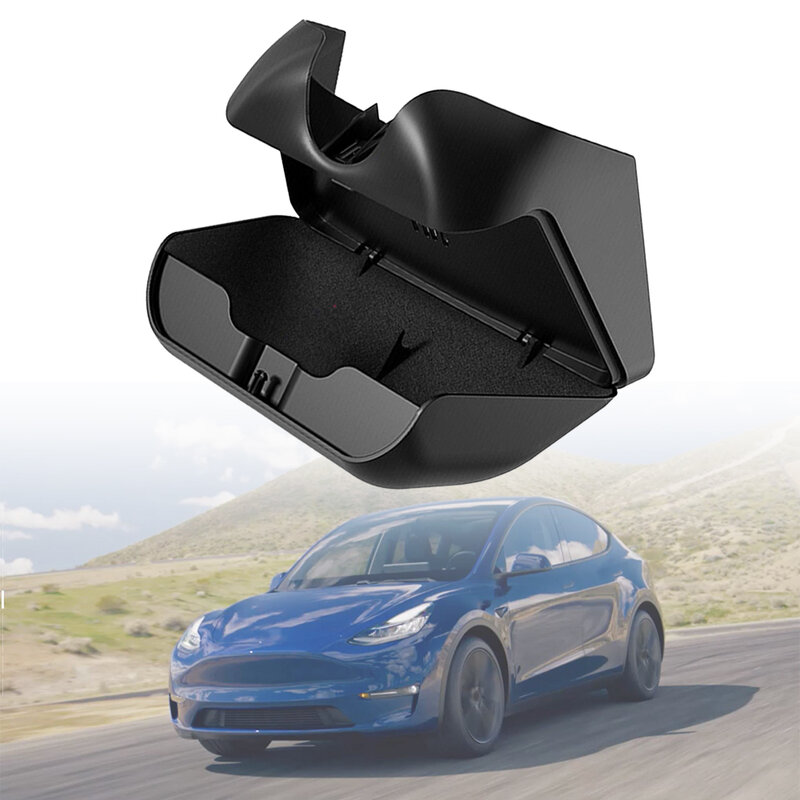 Estuche negro para gafas de sol de coche, caja de soporte para Tesla Model Y, accesorios, 1 unidad