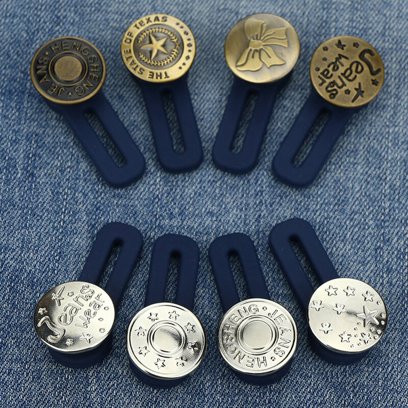 Metal retrátil fivela botões para vestuário, cintura ajustável, aumentar a cintura prendedor, botão estendido