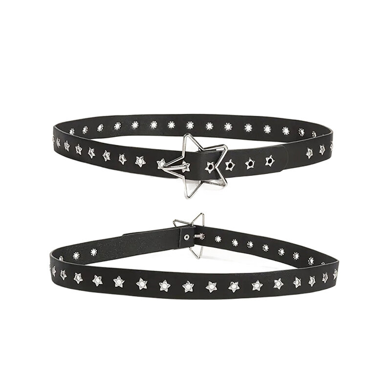 Cinturón con remaches de ojo de estrella para hombre y mujer, estilo gótico, pretina de cuero Pu estilo Punk informal, accesorios de decoración de Jeans, cinturón Y2K