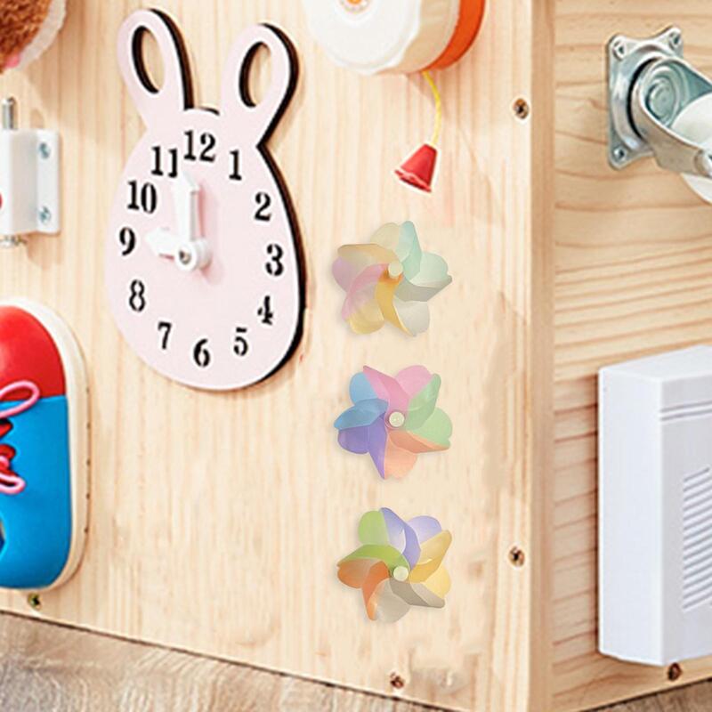 3 buah Montessori papan sibuk kincir angin magnetik aktivitas pembelajaran aksesori DIY keterampilan Motor mainan sensorik untuk perjalanan mainan