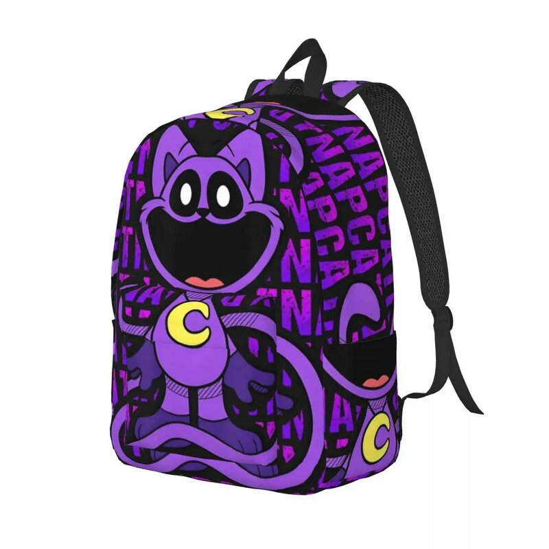 Text Cat And Dog Backpack Unisex Anime Print Backpacks Polyester Kawaii High School Bags Hiking Custom Rucksack