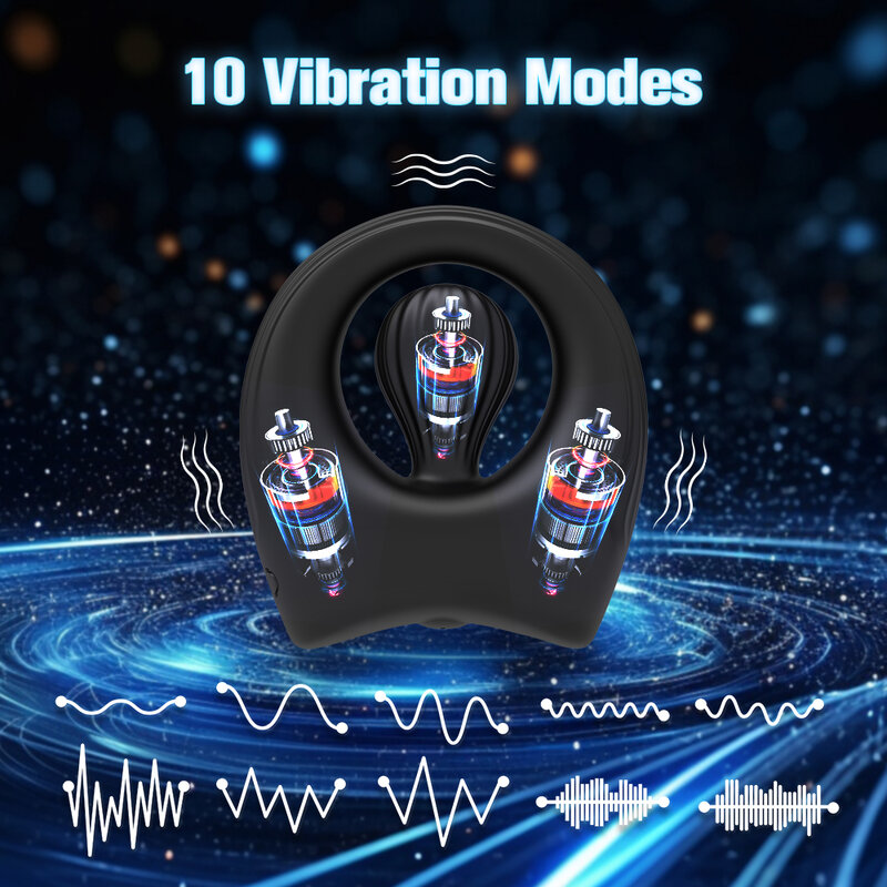 Vibrating Penis Rings Triple Motors Lock Ring Remote Control Vibrator 10 Vibration Modes Enhanced Erection Adult Erotic Toys