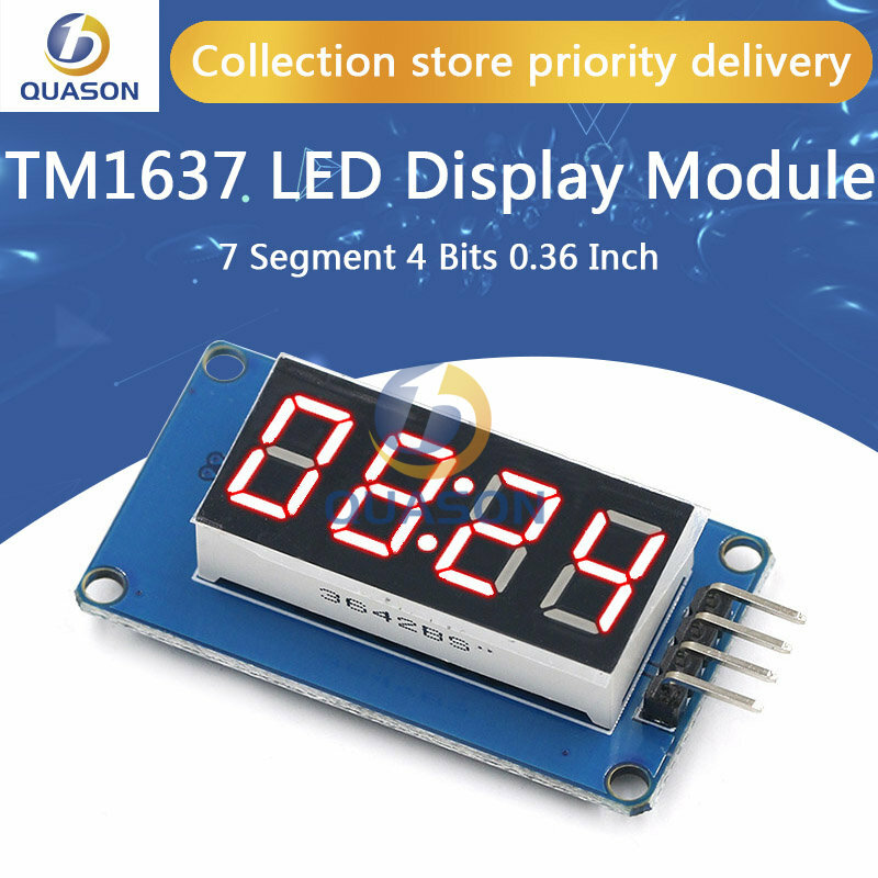 Módulo de pantalla LED Digital TM1637, 4 Bits, para arduino, 7 segmentos, 0,36 pulgadas, reloj, tubo de ánodo rojo, paquete de placa controladora de cuatro series