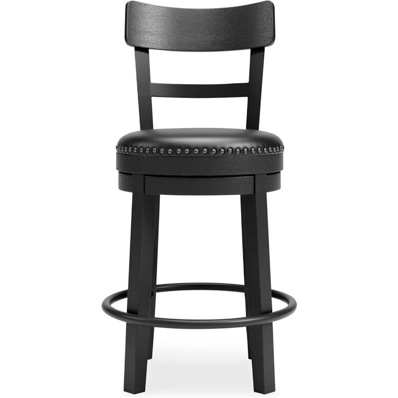 Барный стул Valebeck 24,38 дюйма из искусственной кожи, черный цвет