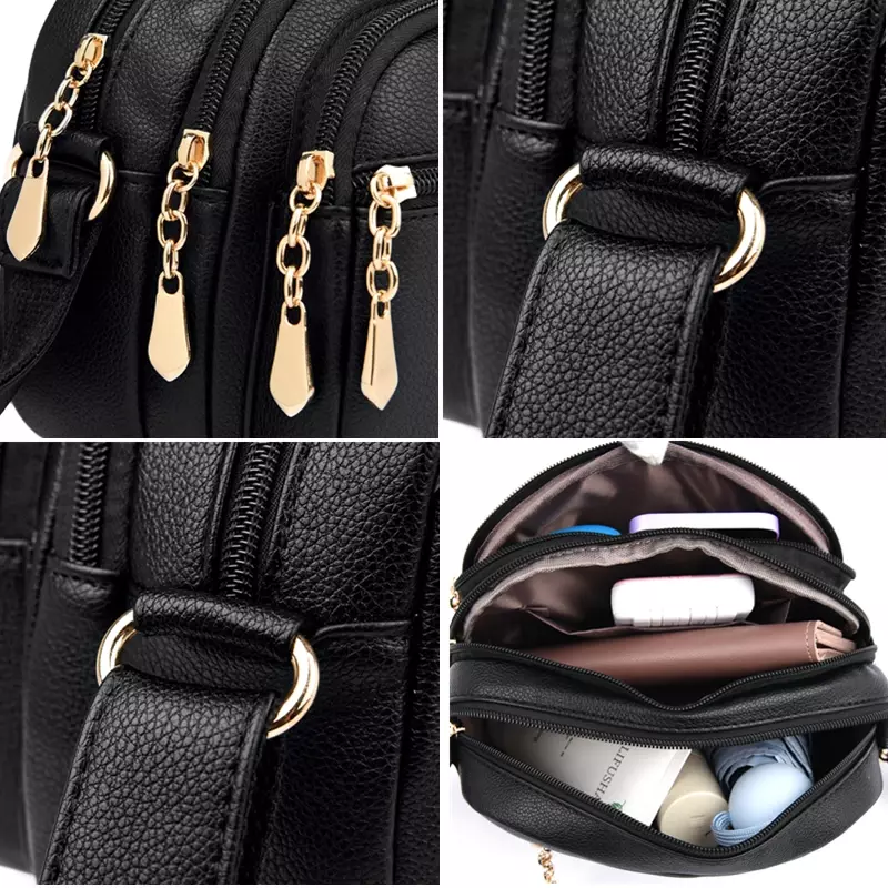 High Quality Soft Leather Purse Fashion Women Shoulder Messenger Bag Multi-pocket Wear-resistant Bag Luxury Ladies Handbag Sac
