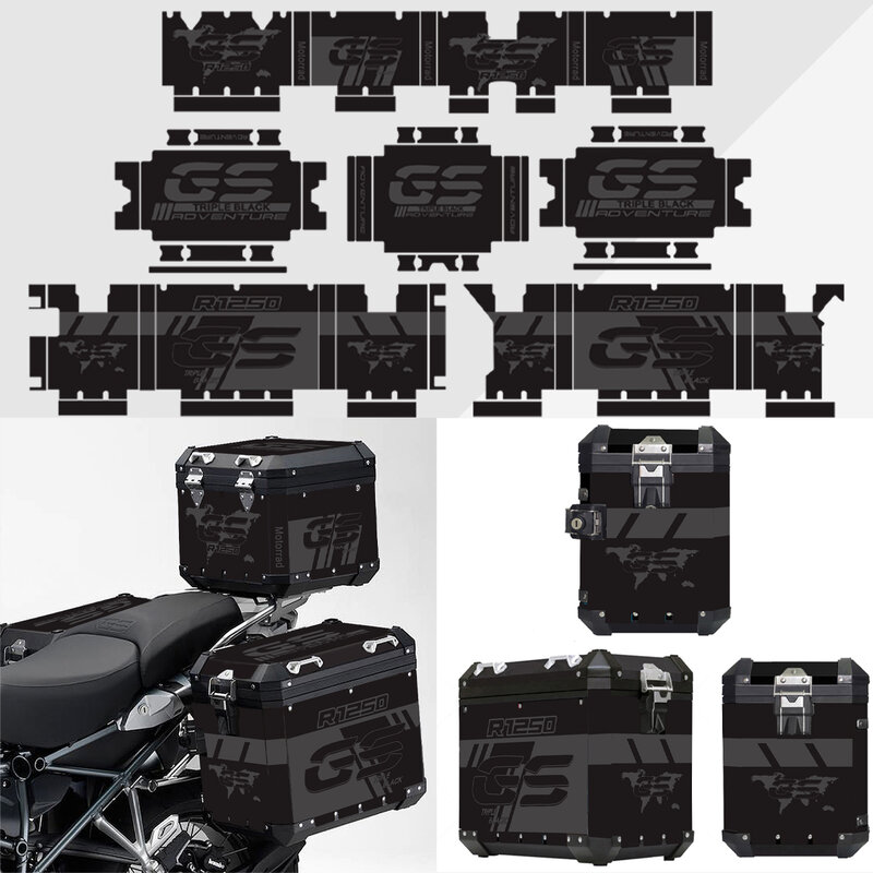 Motorcycle Aluminum Box Pannier Case Stickers For BMW R1250GS Adventure Triple Black R1200GS ADV GSA 2019 2020 2021 2022 2023
