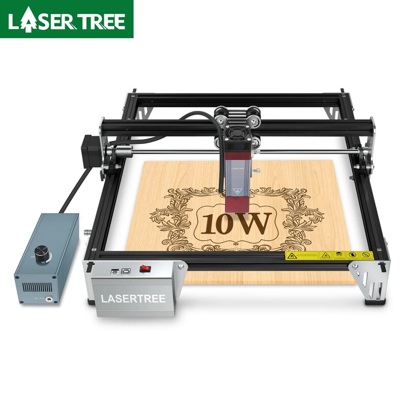 LASER TREE-Mini Gravador Laser, Módulo de Cabeça Laser, Luz Azul, Gravação CNC, Máquina de Corte, Carpintaria, Ferramentas DIY, 10W, 450nm