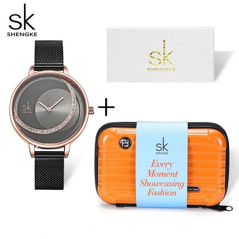 Женские кварцевые наручные часы Shengke, модный дизайн, оригинальный дизайн