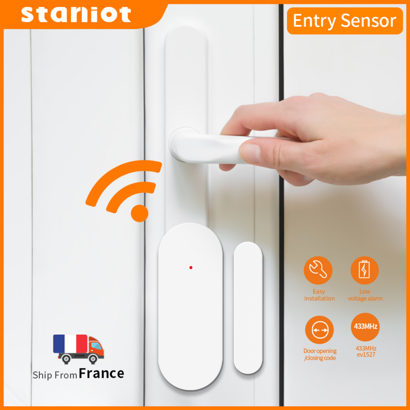 Staniot DS100 Tuya 433Mhz Alarm อุปกรณ์เสริมสมาร์ทรีโมทคอนโทรลไร้สายประตูและหน้าต่าง Alarm Sensor ประตูเปิด/ปิด detecors