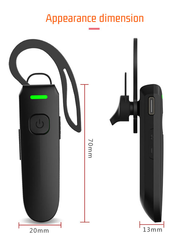 Zakelijke Type Draadloze Oorhaak Mini Walkie Talkie Intercome Bluetooth Pmr Frs Bluetooth-Compatibele Headset Tweerichtingsradio