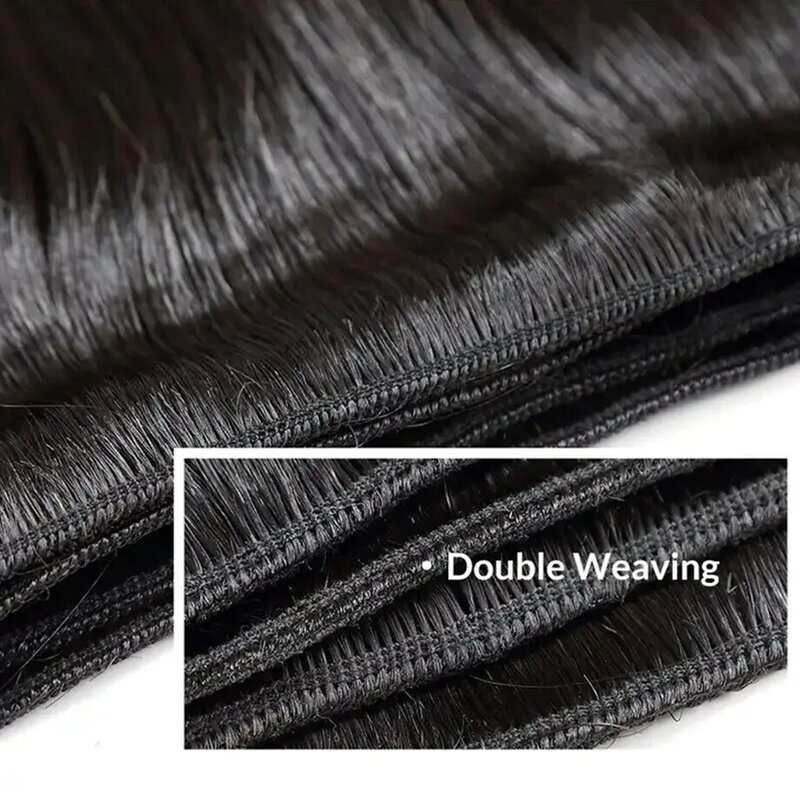Bundel rambut manusia dengan penutup tubuh besar 100% bundel rambut manusia Remy Virgin Brasil dengan 13 × 4 penutupan renda hitam alami