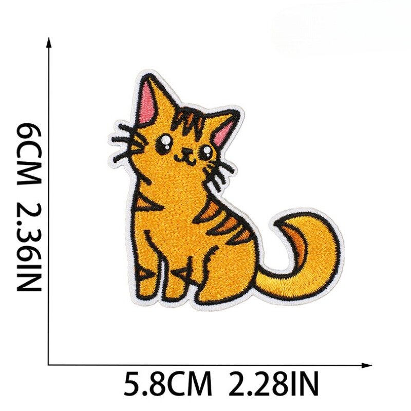 Parche de decoración de tela con dibujos animados de gato, etiqueta adhesiva de hierro rápido, bordado para sombrero, Jeans, estrella, calor, 2024