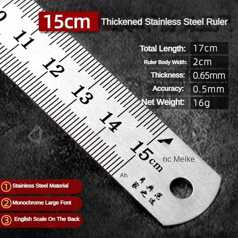 15/20/30/50cm Stainless Steel Ruler Double Side Centimeter Inches Scale Metric Ruler Architecture Drawing Office School Supplies