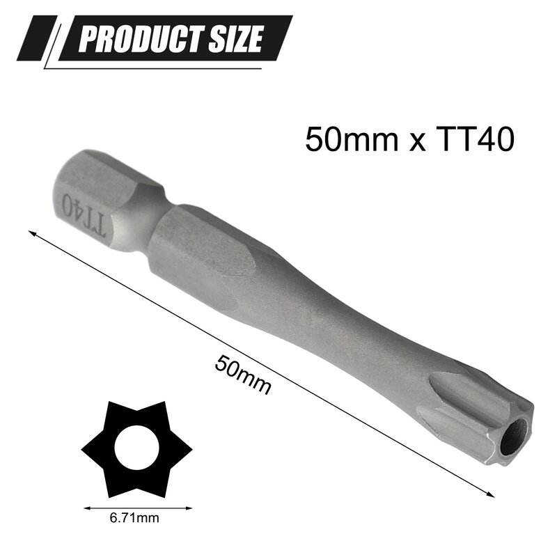 1 pz Torx cacciavite Bit 50mm T6-T40 Torx cacciavite Bit magnetico con foro esagonale gambo per trapano elettrico con magnetico
