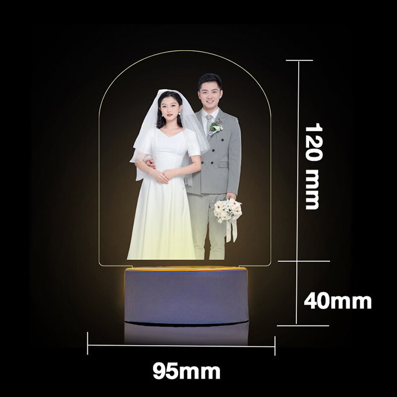 โคมไฟ3D อะคริลิค USB ไฟ LED กลางคืนไฟปากการูปหัวใจโคมไฟคริสต์มาสตกแต่งงานแต่งงานสำหรับไฟบ้านห้องนอนของขวัญแต่งงานที่สวยงาม