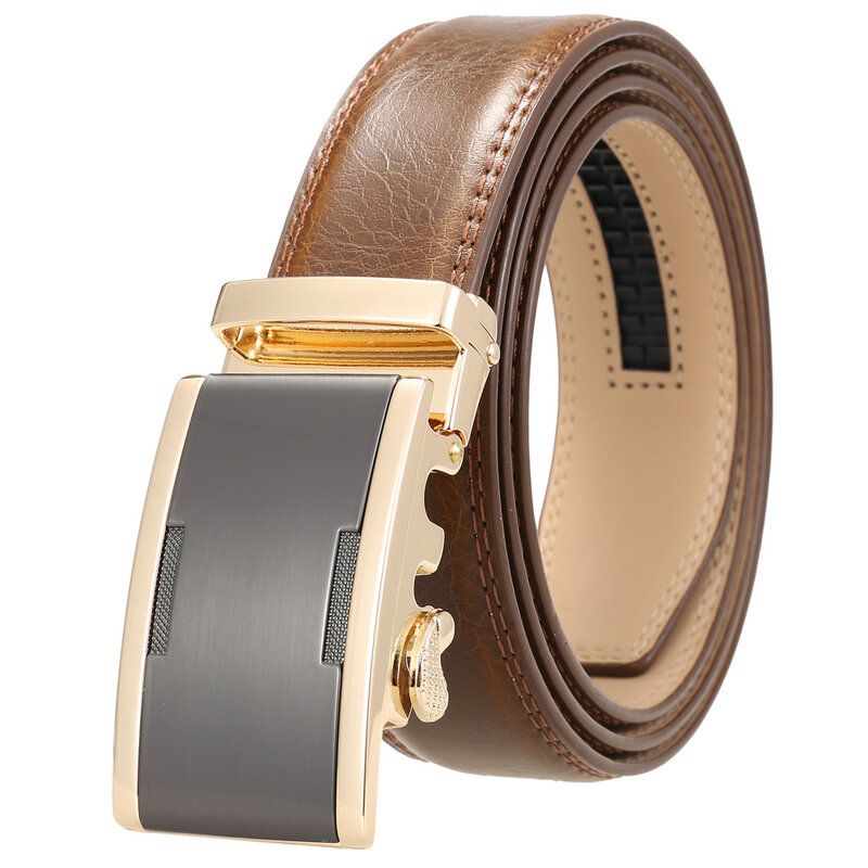 حزام جلد أصلي للرجال ، علامة تجارية فاخرة ، مصمم أوتوماتيكي ، حزام ماركي ، حزام رجالي ، B491 ،