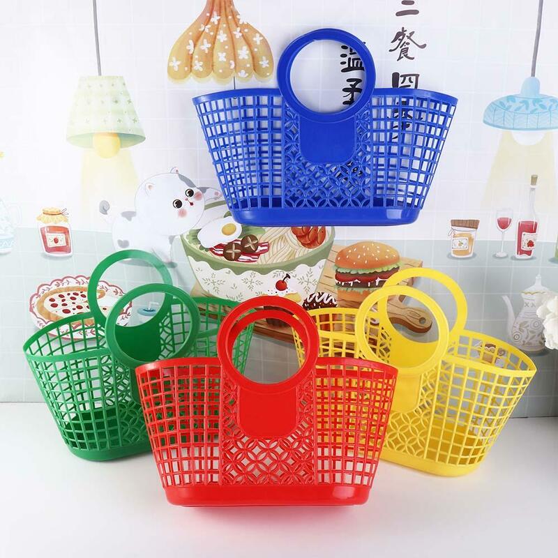 Plastic Portable Hand-Held Hollow Practical Kitchen Bathroom Accessories Storage Basket Toy Organizer Basket