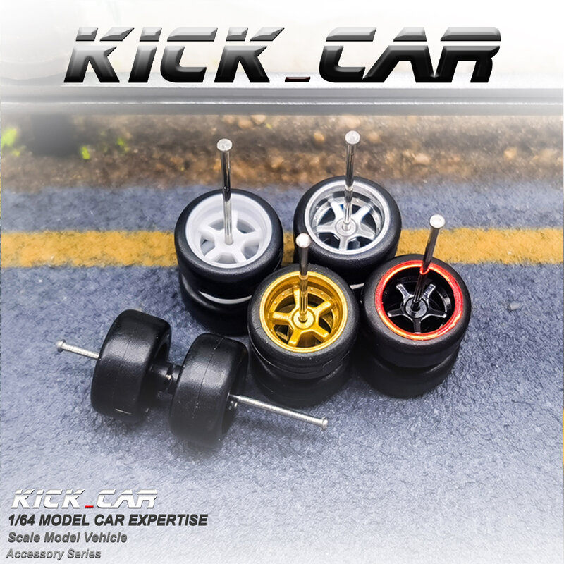 Piastyczne koła KicarMod 1/64 gumowe opony kolorowe koła pojazd zabawka dla 5 samochodów Hot Wheels Hobby zmodyfikowane części 5 zestaw/paczka