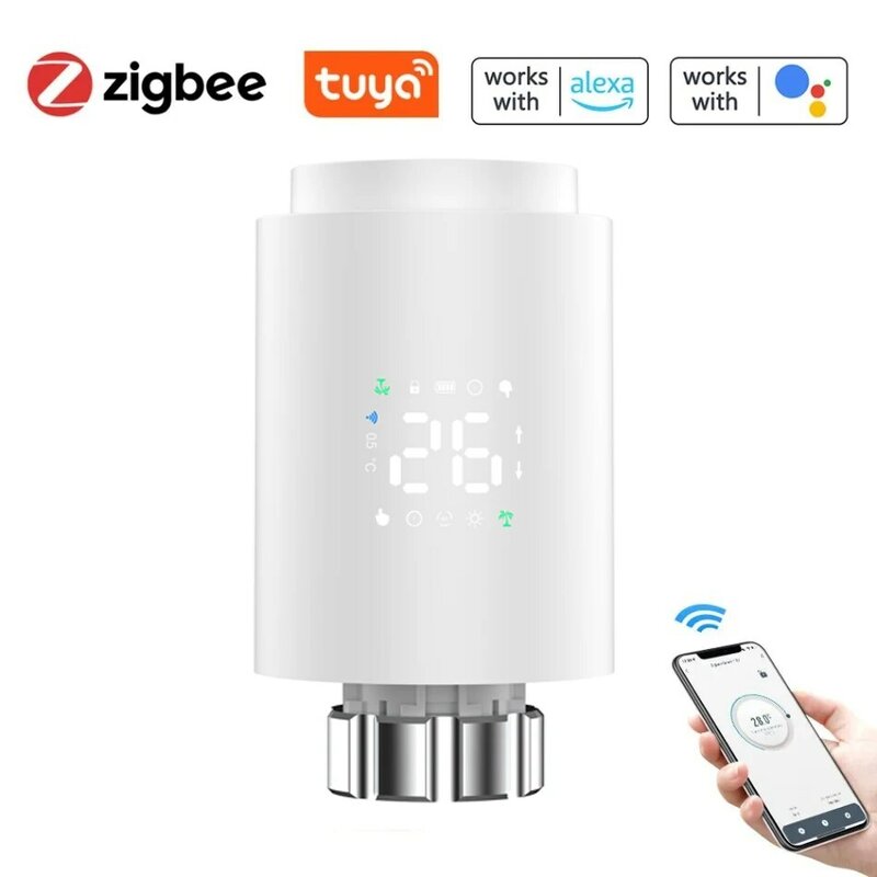 Tuya Zigbee Smart Life TRV Termostato, Válvula termostática do radiador, Aquecimento doméstico, Controlador de temperatura