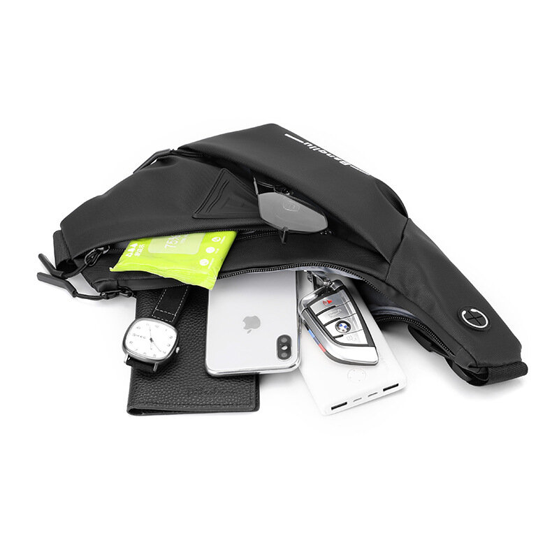 Men's Shoulder Bag Waterproof USB Oxford Crossbody Bag Sling Multifunction Short Travel Messenger Chest Pack For Male