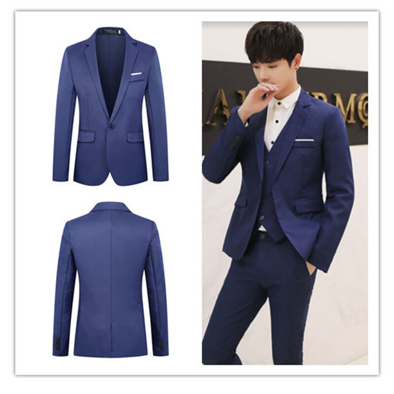 Men's One Button Business Suit Anti-Static Stain-Resistant & Wrinkle-Resistant for Spring Winter & Autumn