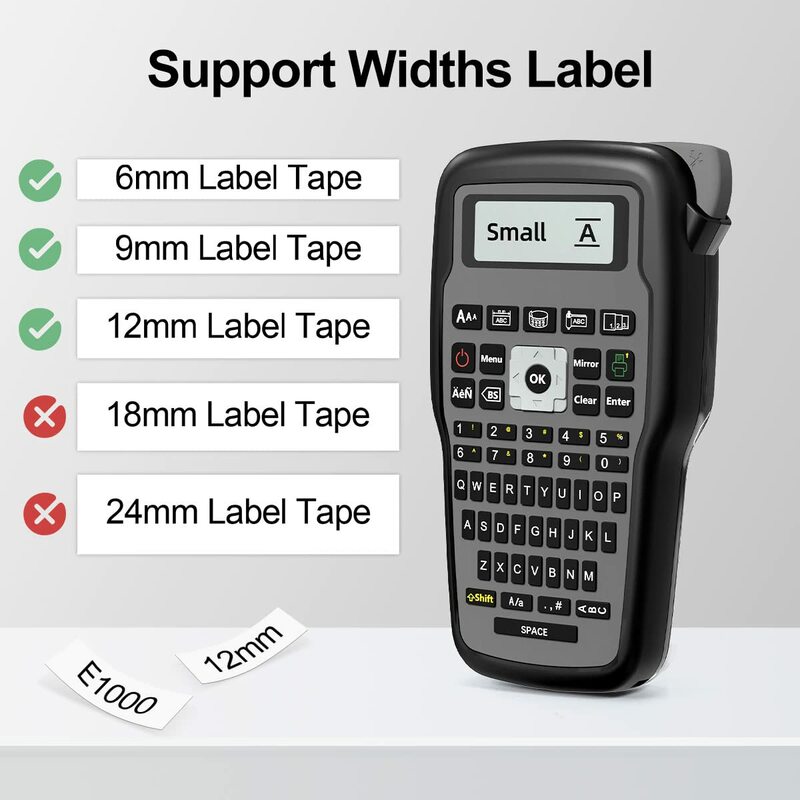 Etiketten drucker e1000pro Etiketten maschine Etiketten band schwarz auf weiß kompatibel für Bruder p-touch Farbband tze231 tze221