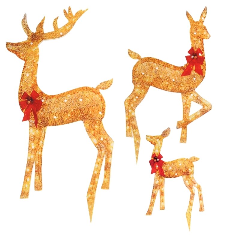 Christmas Reindeers Light Outdoor Yard Decorations with LED Glowing Effect Christmas Garden Decorative Light for Garden