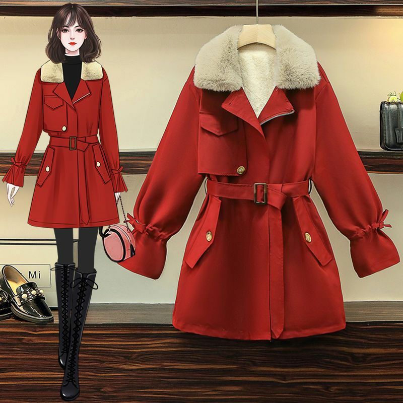 2023 autunno/inverno edizione coreana nuova moda collo di lana cappotto di cotone grande cappotto di cotone addensato da donna tendenza