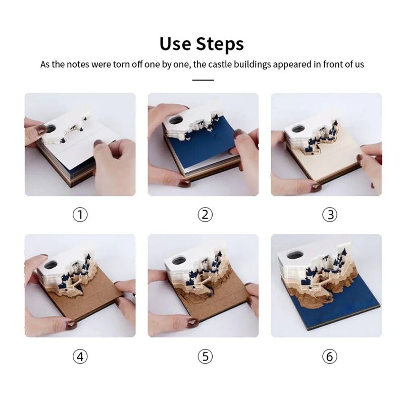 Omoshiroi Block Notebook 3D Notepad Cubes 160Sheets Castle 3D Memo Pad Led No Sticky Paper Notes Scrapbooking Birthday Xmas Gift