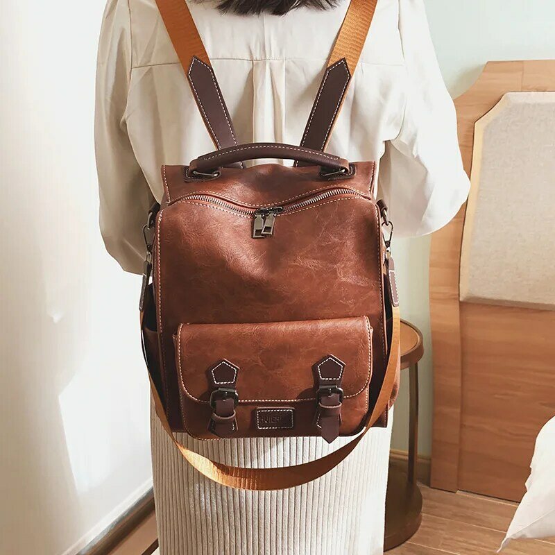 Women PU Leather Backpacks High Quality Vintage Backpack For Boys Girls School Bag Travel Bagpack Men Back Pack Knapsack Mochila