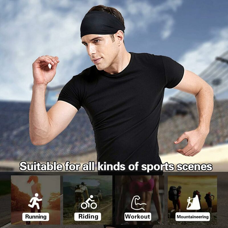 Men Women Sports Headband Sweatband Stretch Elastic Gym Fitness Running Yoga Headwrap Breathable Quick-dry Absorbent Hair Bands