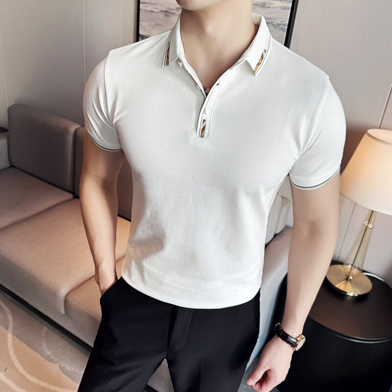 Мужская рубашка-поло с отложным воротником и короткими рукавами