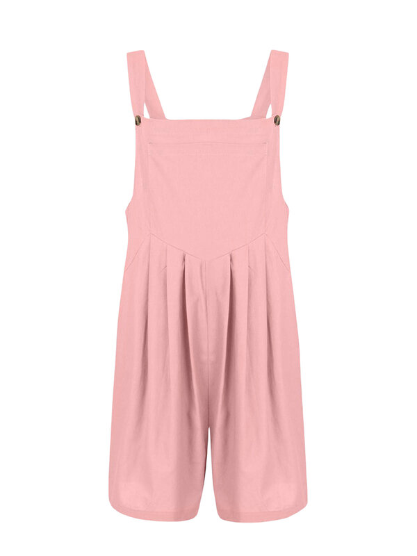 Summer Rompers Casual Women Short Overalls Sleeveless Solid Color Shortalls Baggy Jumpsuits Comfort Female Clothes Streetwear