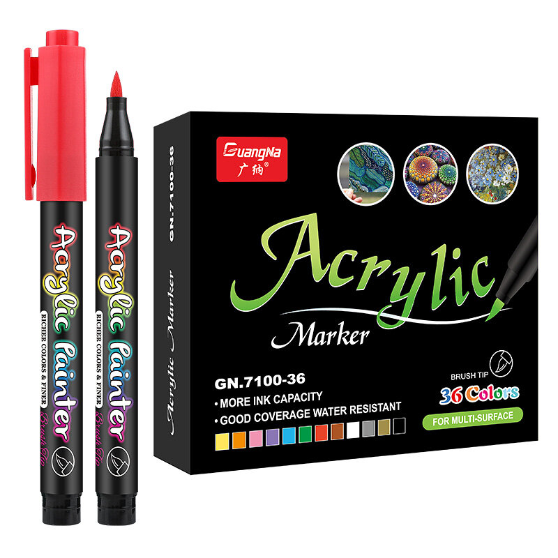 36 cores de tinta acrílica marcadores pincel canetas para tecido pedra pintura caneta cerâmica tela de vidro diy cartão que faz a arte suprimentos