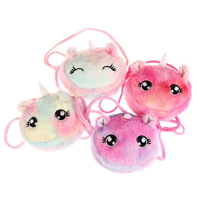 1PC Cute Soft Plush Cartoon Baby Girls Crossbody Bags Children's Shoulder Bag Winter Fashion Boys Kids Furry Handbags Coin Purse